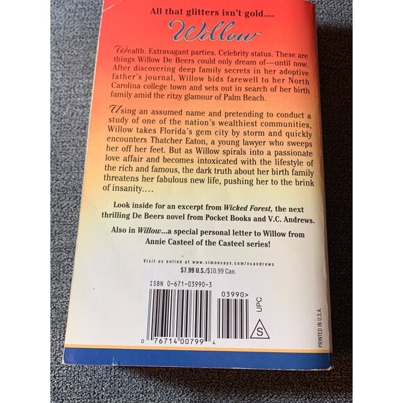 V.C. Andrews "Willow" Paperback Novel De Beers Series First Edition 2002 - Picture 2 of 5